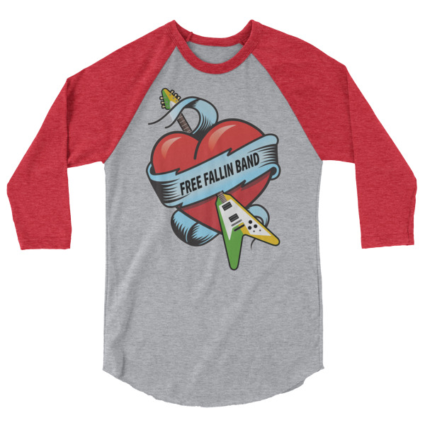 Free Fallin Band Logo 3/4 sleeve raglan shirt